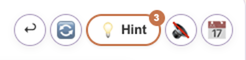 The Shikaku top toolbar with Hint, Undo, New puzzle and Sound buttons