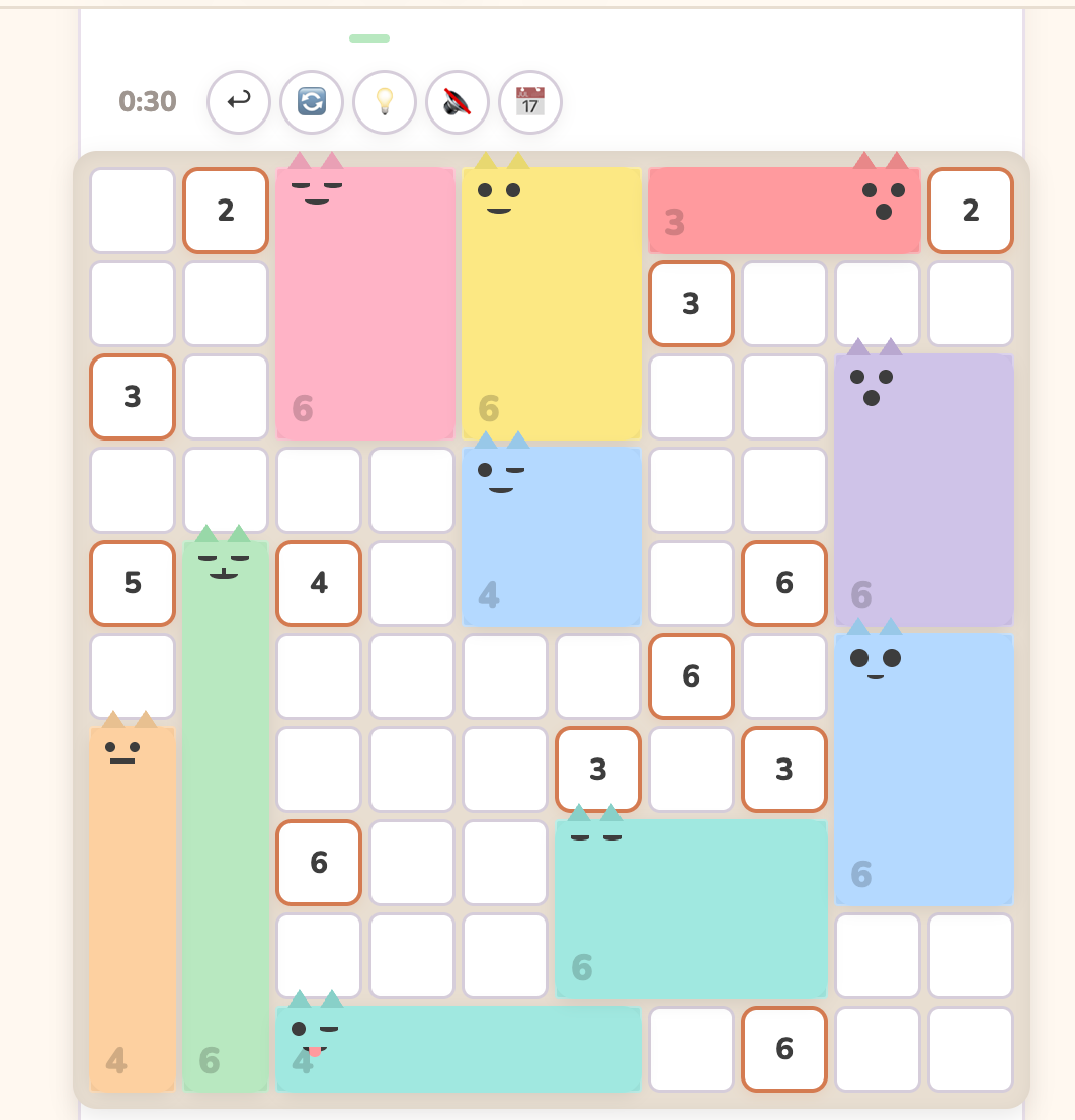 GridPaw Daily Challenge — 10×10 Shikaku grid
